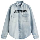 【送料無料】 ヴェトモン メンズ シャツ トップス VETEMENTS Embroidered Logo Denim Shirt Light Blue