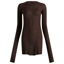 【送料無料】 リックオウエンス レディース Tシャツ トップス Rick Owens Rib Long Sleeve T-Shirt Mahogany