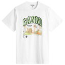 【送料無料】 ガニー レディース Tシャツ トップス GANNI Poppy C Relaxed T-Shirt Bright White