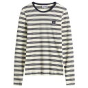 【送料無料】 ガニー レディース Tシャツ トップス GANNI Stripe Long Sleeve T-Shirt Sky Captain