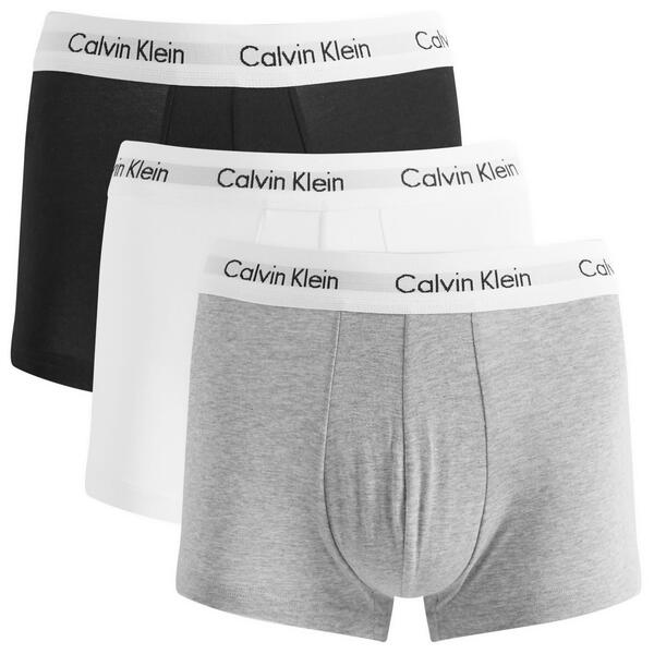 【送料無料】 カルバンクライン メンズ ボクサーパンツ アンダーウェア Calvin Klein Low Rise Trunk - 3 Pack Black Heather & White