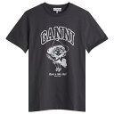 【送料無料】 ガニー レディース Tシャツ トップス GANNI Basic Cotton Witch Relaxed T-Shirt Phantom(4)