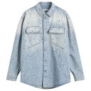 【送料無料】 オフ-ホワイト メンズ シャツ トップス Off-White Paint Den Military Shirt Navy Blue