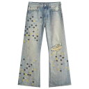 【送料無料】 アミリ メンズ デニムパンツ ボトムス AMIRI MA Quad Embroidered Wider Leg Jeans Antique Ind...