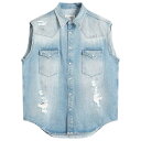【送料無料】 マルタンマルジェラ メンズ シャツ トップス MM6 Maison Margiela Sleeveless Distressed Denim Sh...