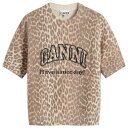 【送料無料】 ガニー レディース Tシャツ トップス GANNI Graphic Wool Mix Printed Leopard T-Shirt Leopar...