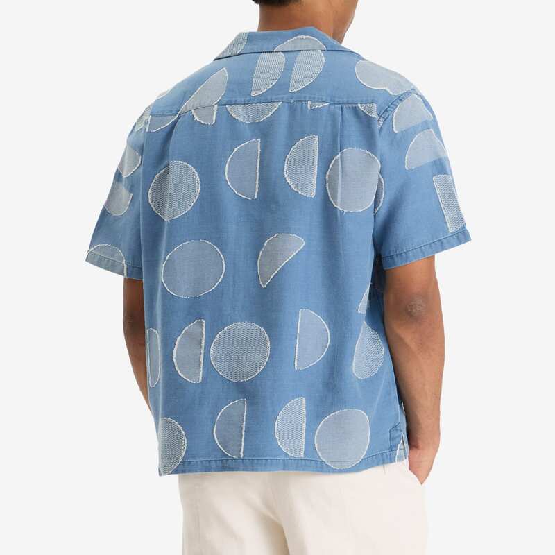 フォーク メンズ トップス シャツ Folk Relaxed Soft Collar Vacation Shirt Inidigo Circle Jacquard