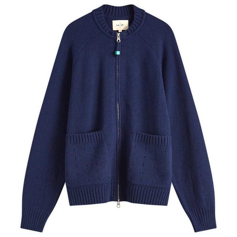 ̵ ե  㥱åȡ֥륾  Folk Pointelle Knit Bomber Navy Melang...