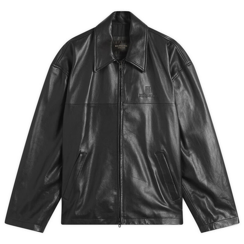 バレンシアガ メンズ アウター ジャケット・ブルゾン レザー Balenciaga Super Soft Leather Zip-Up Jacket Black...