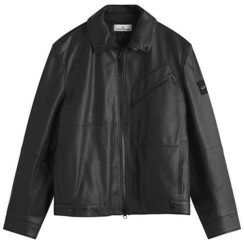 ストーンアイランド メンズ アウター ジャケット・ブルゾン レザー Stone Island PrimaLoft Leather Jacket Black ブラ...