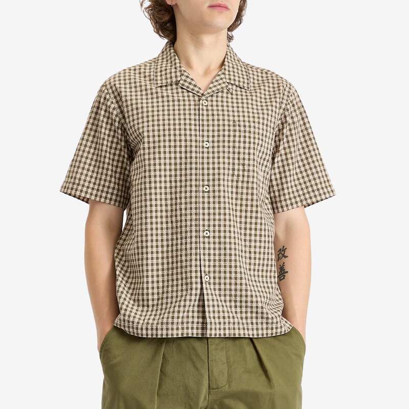 【送料無料】 ユニバーサルワークス メンズ シャツ トップス Universal Works Dobby Check Road Shirt Olive