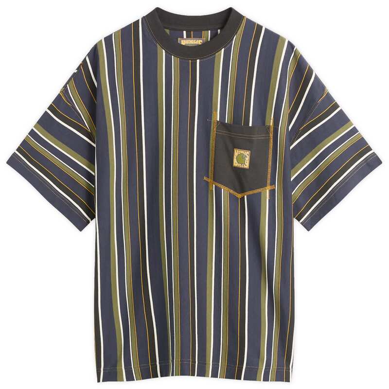 カーハート メンズ トップス Tシャツ Carhartt WIP x Nicholas Daley Stripes T-Shirt Blue ブルー