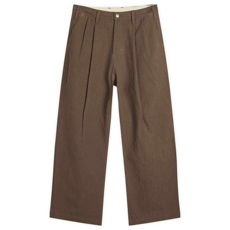 バターグッズ メンズ ボトムス カジュアルパンツ プリーツ Butter Goods Pleated Trousers Chocolate チョコレート