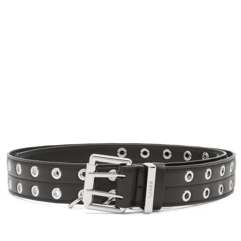 ガニー レディース アクセサリー ベルト GANNI Doubleyelet Belt Black ブラック