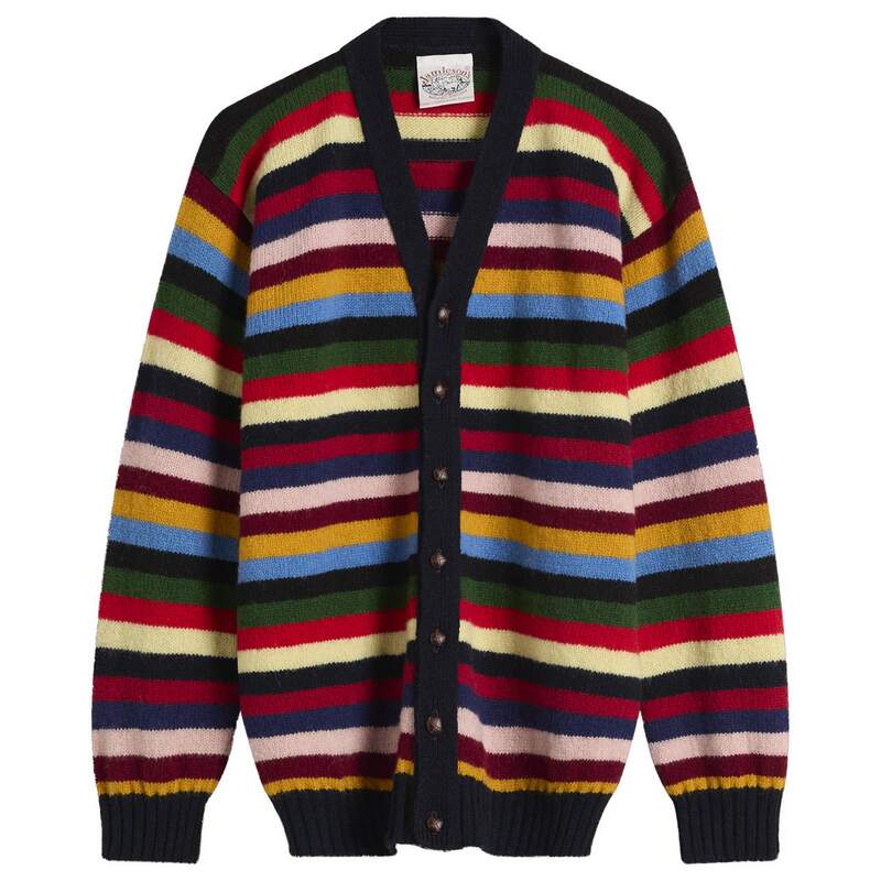 ジャミーソンズオブシェトランド メンズ アウター ニット・セーター Vネック カーディガン Jamiesons of Shetland Jamieson's of Shetland Stripe V-Neck Cardigan Multi マルチカラー