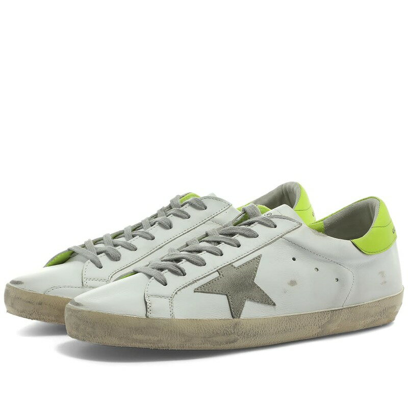 ゴールデン グース メンズ スニーカー シューズ Golden Goose Super-Star Leather Sneaker White, Ice & Lime Green