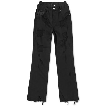 アールティーエー レディース デニムパンツ ボトムス RtA Kallan Straight Leg Distressed Jeans Black