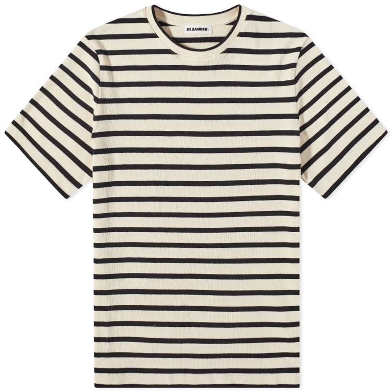 ジル・サンダー メンズ Tシャツ トップス Jil Sander Plus Back Patch Striped Tee Open Grey