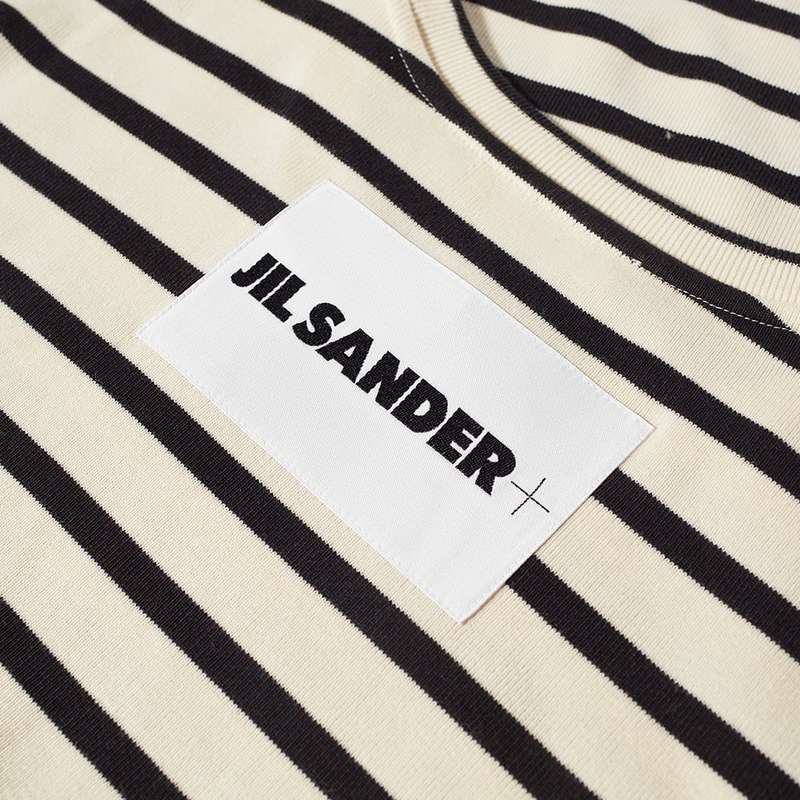 ジル・サンダー メンズ Tシャツ トップス Jil Sander Plus Back Patch Striped Tee Open Grey