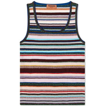 ミッソーニ レディース タンクトップ トップス Missoni Long Sleeve Stripe Knitted Lurex Tank Multi