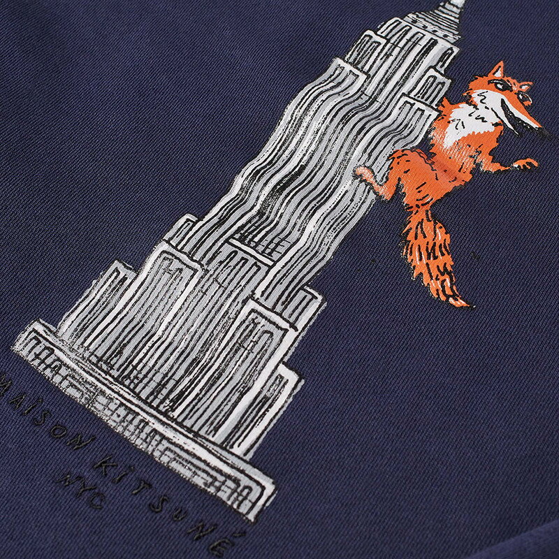 メゾンキツネ メンズ パーカー・スウェット アウター Maison Kitsune by Olympia Le-Tan Empire Fox Crew Sweat Navy Blue