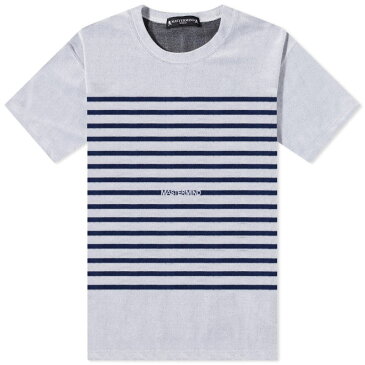 マスターマインド メンズ Tシャツ トップス MASTERMIND WORLD Striped Velour Tee Black & White