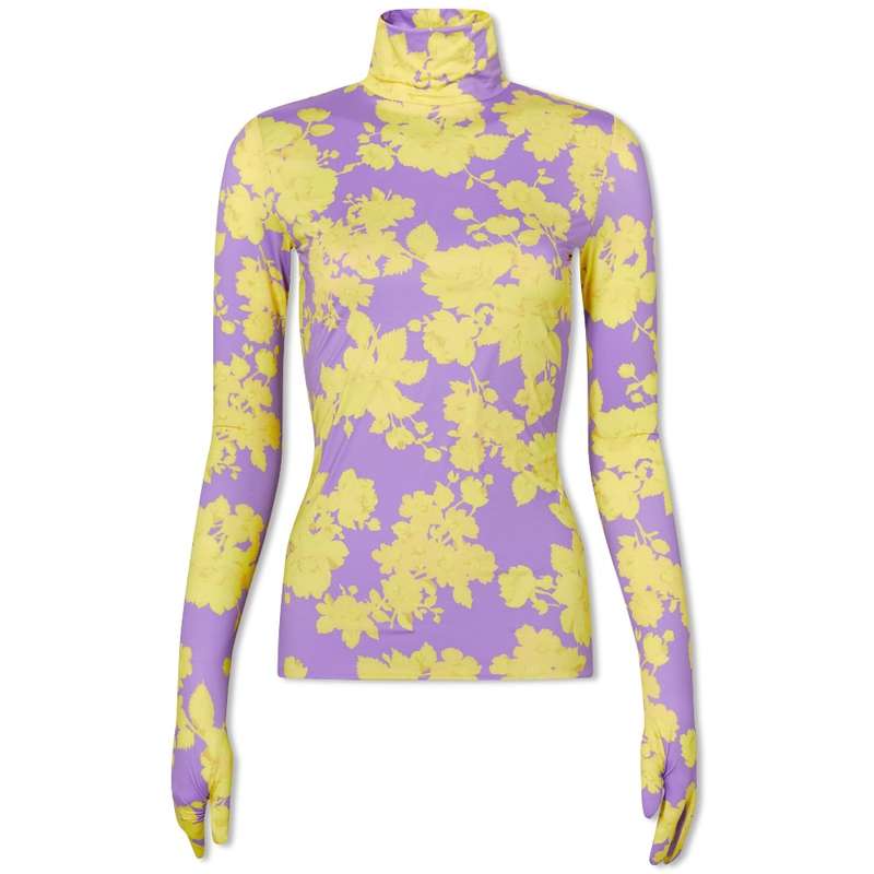 ヴェトモン レディース シャツ トップス VETEMENTS High Neck Fitted Floral Top Purple & Yellow