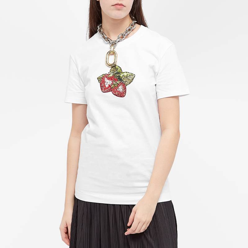 スポーツマックス レディース Tシャツ トップス Sportmax Zurlo Strawberry Tee Optical White