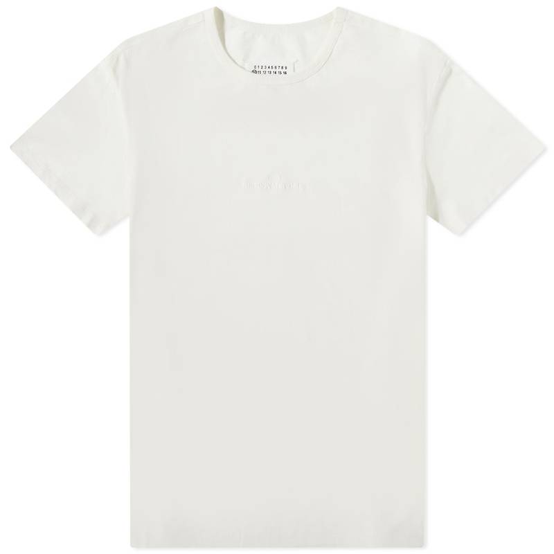 マルタンマルジェラ メンズ Tシャツ トップス Maison Margiela Embroidered Tonal Text Logo Tee Off White