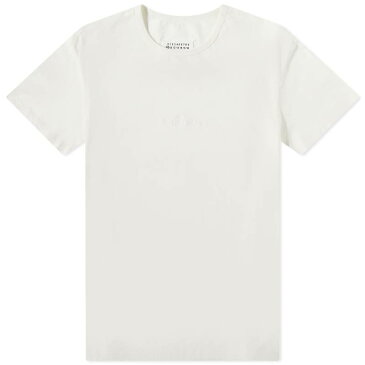 マルタンマルジェラ メンズ Tシャツ トップス Maison Margiela Embroidered Tonal Text Logo Tee Off White