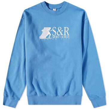 スポーティ アンド リッチ メンズ パーカー・スウェット アウター Sporty & Rich Running Club Crew Sweat Cornflower Blue & White