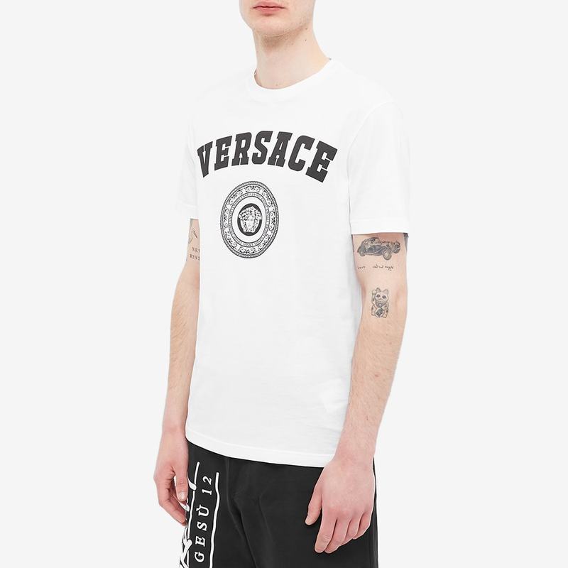 ヴェルサーチ メンズ Tシャツ トップス Versace Bold Logo Tee White & Black