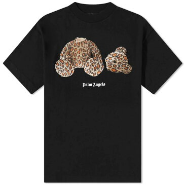 パーム・エンジェルス メンズ Tシャツ トップス Palm Angels Leopard Kill The Bear Tee Black Brown