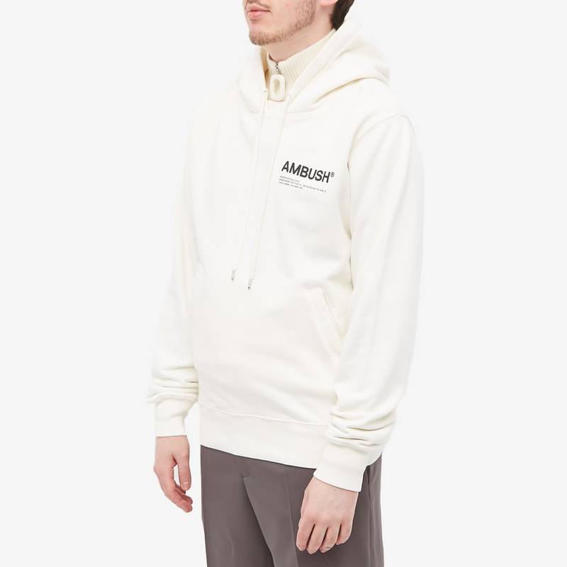 アンブッシュ メンズ パーカー・スウェット アウター Ambush Workshop Logo Popover Hoody White