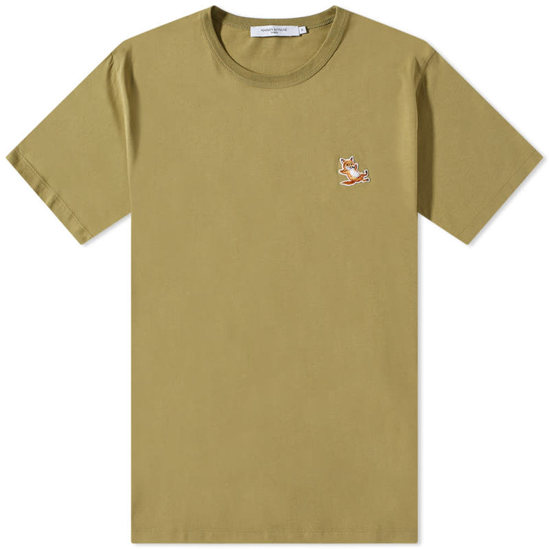 メゾンキツネ メンズ Tシャツ トップス Maison Kitsune Chillax Fox Patch Classic Tee Light Khaki