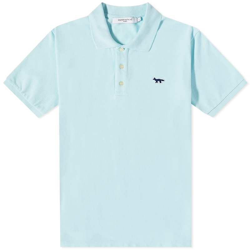 メゾンキツネ メンズ ポロシャツ トップス Maison Kitsune Navy Fox Patch Classic Polo Aqua