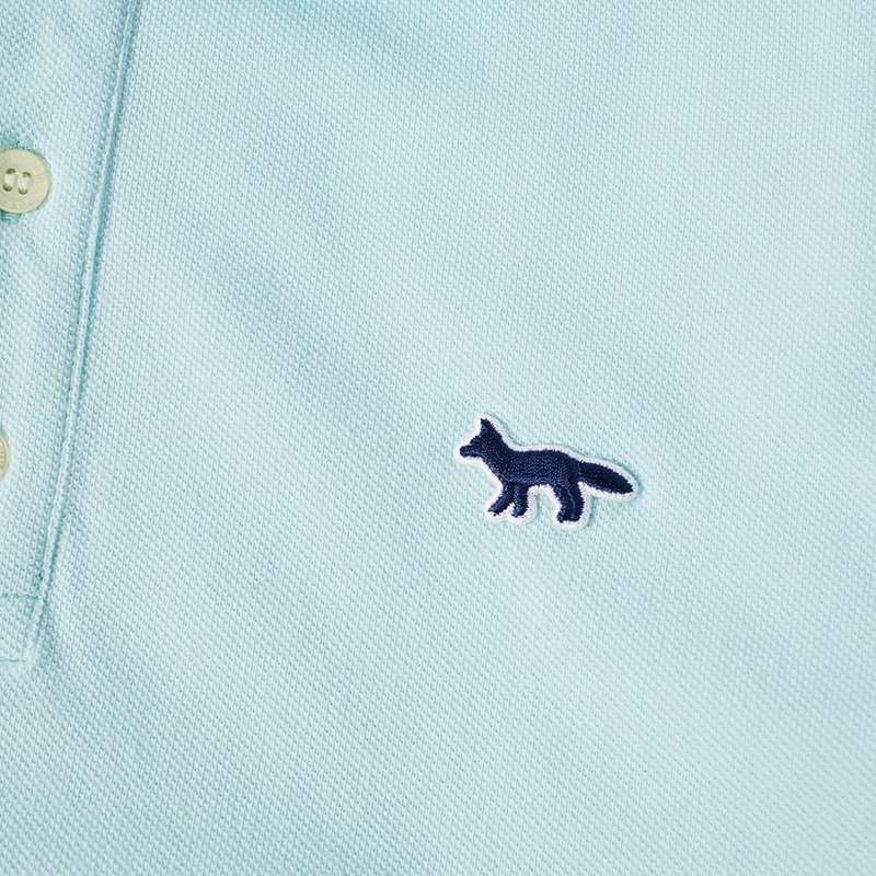 メゾンキツネ メンズ ポロシャツ トップス Maison Kitsune Navy Fox Patch Classic Polo Aqua