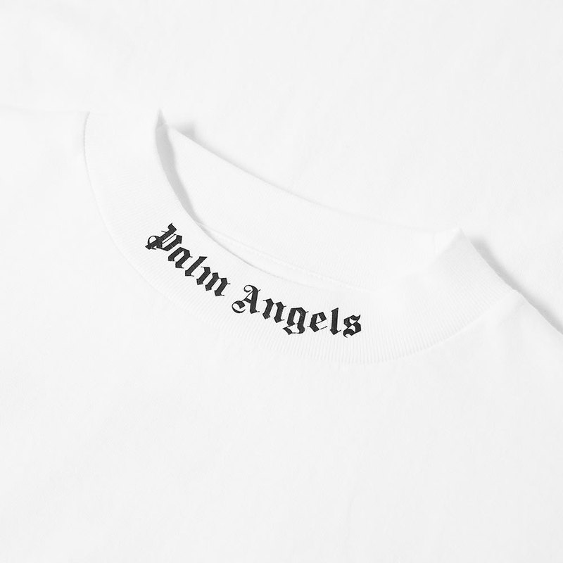 パーム・エンジェルス メンズ Tシャツ トップス Palm Angels Oversized Mock Neck Logo Tee White & Black