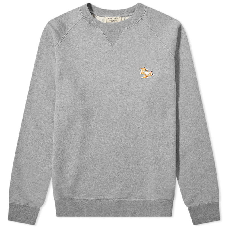 メゾンキツネ メンズ パーカー・スウェット アウター Maison Kitsune Chillax Fox Patch Classic Crew Sweat Grey Melange