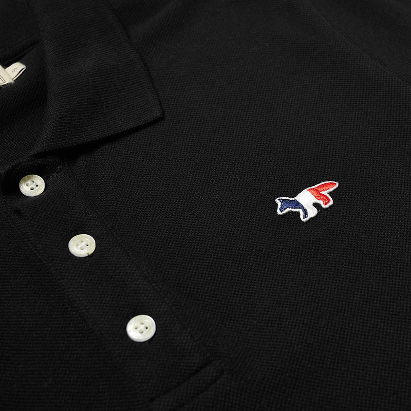 メゾンキツネ メンズ ポロシャツ トップス Maison Kitsune Tricolour Fox Polo Black