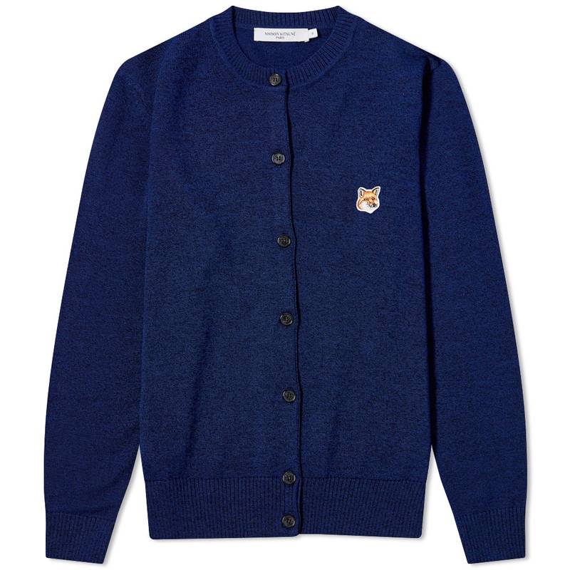 メゾンキツネ レディース ニット・セーター アウター Maison Kitsune Fox Head Patch Adjusted Cardigan Navy Melange