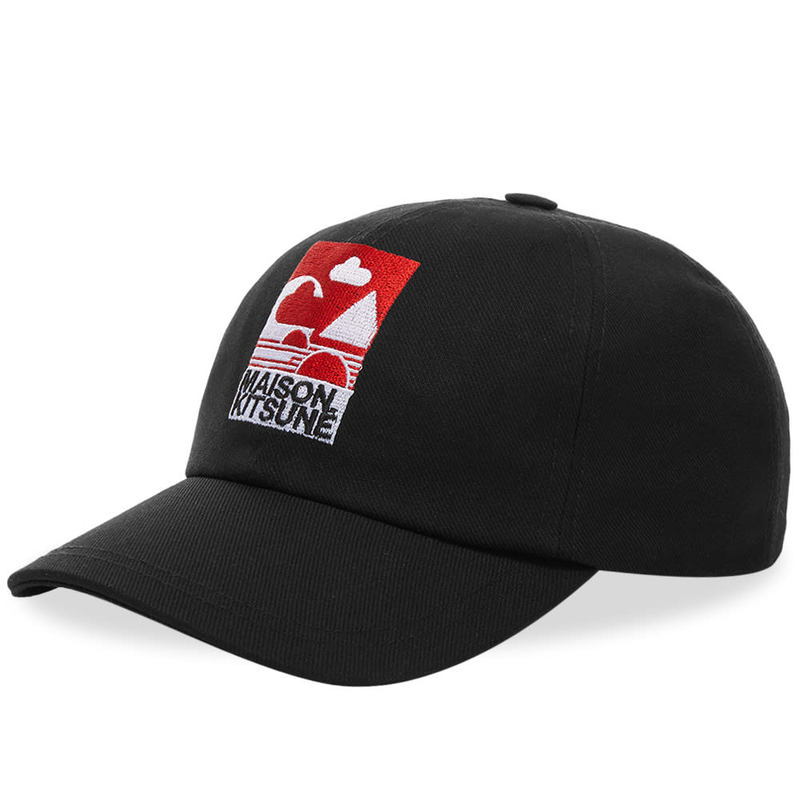メゾンキツネ メンズ 帽子 アクセサリー Maison Kitsune x Anthony Burrill Logo Cap Black