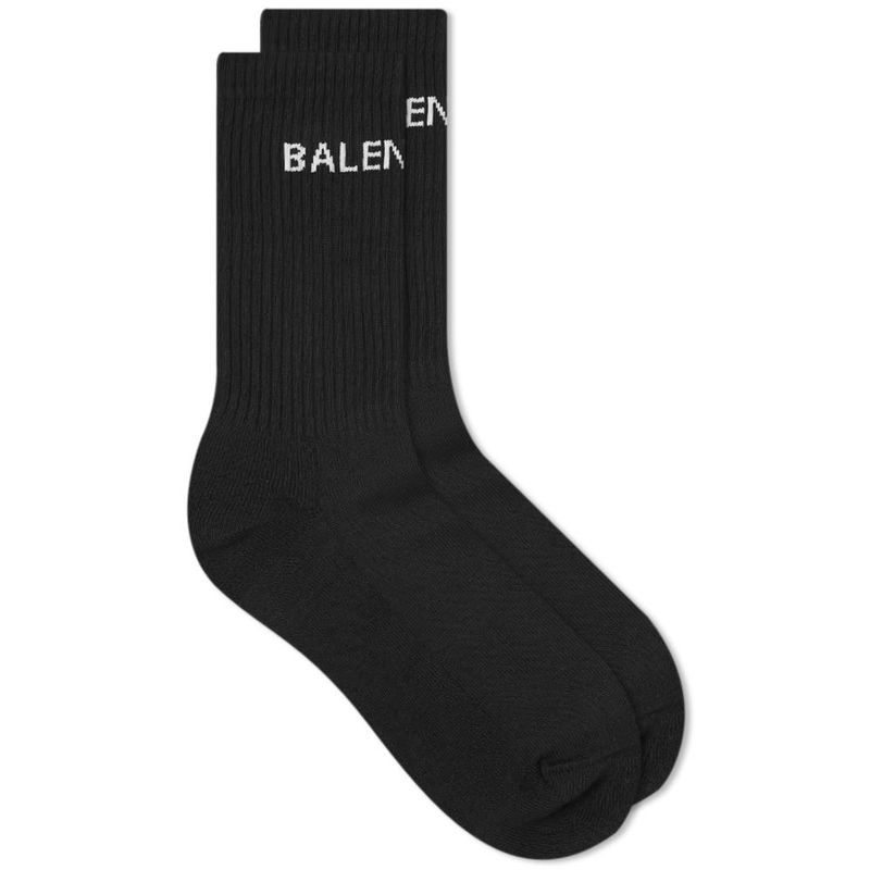 最大83％オフ！ 送料無料 サイズ交換無料 バレンシアガ メンズ アンダーウェア 靴下 Black White Balenciaga Tennis  Logo Sock nevinsconstruction.com
