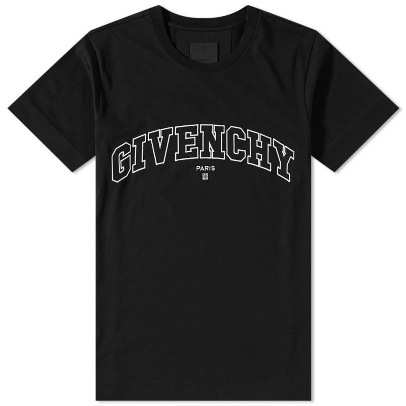 ジバンシー メンズ Tシャツ トップス Givenchy College Embroidered Logo Tee Black