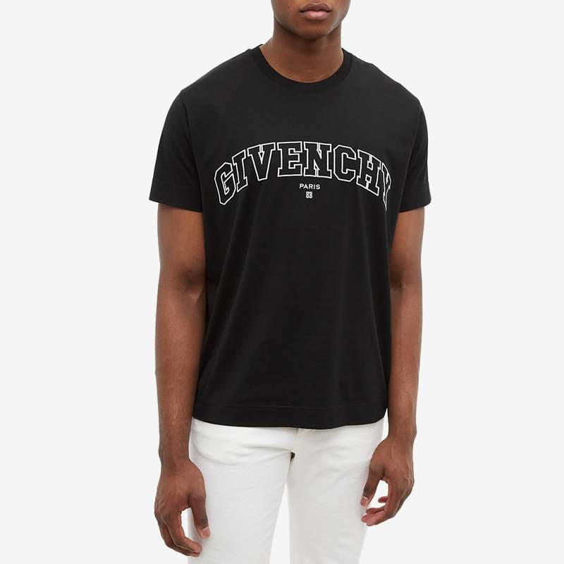 ジバンシー メンズ Tシャツ トップス Givenchy College Embroidered Logo Tee Black