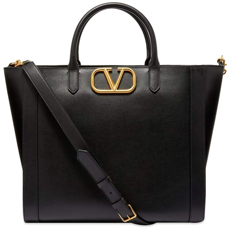 ヴァレンティノ メンズ トートバッグ バッグ Valentino V-Logo Leather Tote Bag Nero