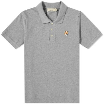 メゾンキツネ メンズ ポロシャツ トップス Maison Kitsune Fox Head Patch Classic Polo Grey Melange