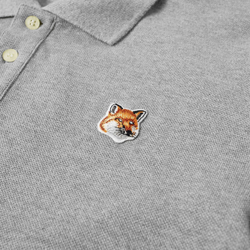 メゾンキツネ メンズ ポロシャツ トップス Maison Kitsune Fox Head Patch Classic Polo Grey Melange