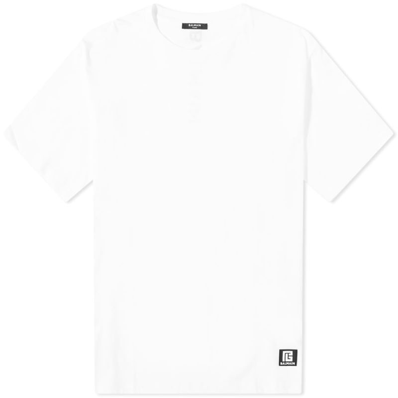 バルマン メンズ Tシャツ トップス Balmain Oversized Back Logo Tee White & Black