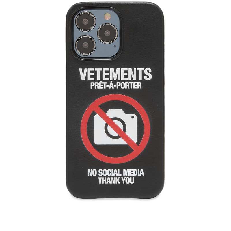 ヴェトモン メンズ PC・モバイルギア アクセサリー VETEMENTS No Social Media iPhone 13 Pro Case Black 13 Pro